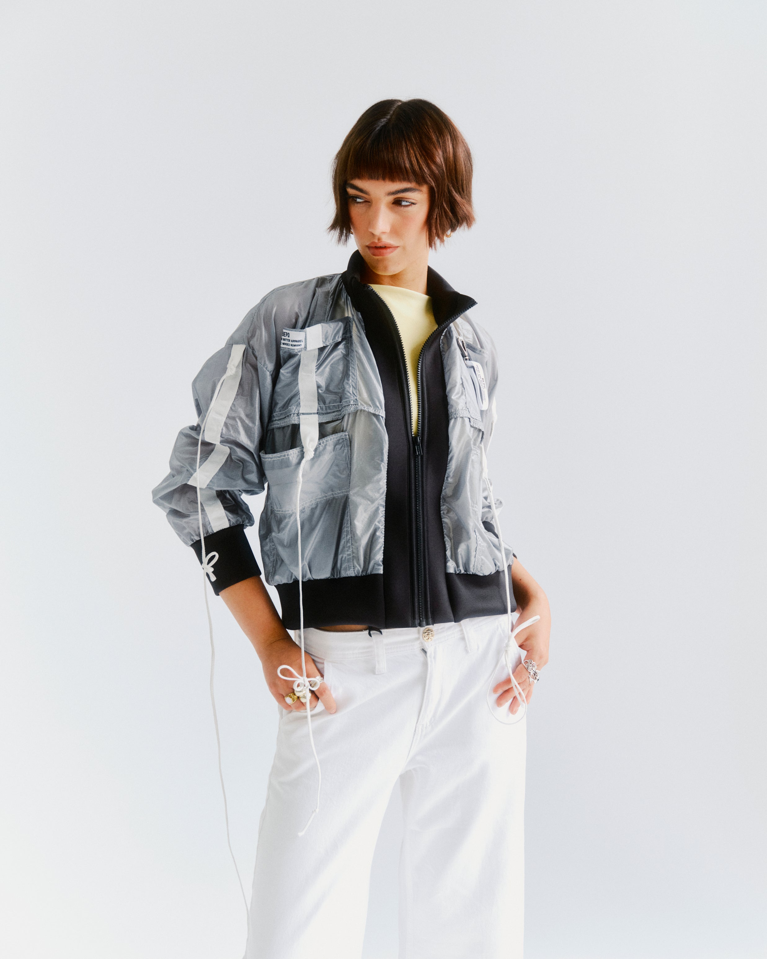 silver parachute bomber