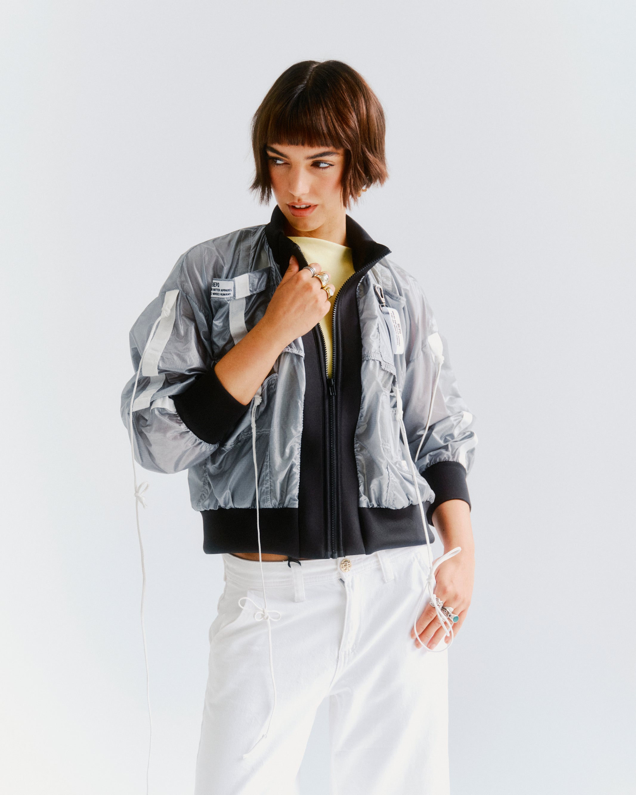 silver parachute bomber