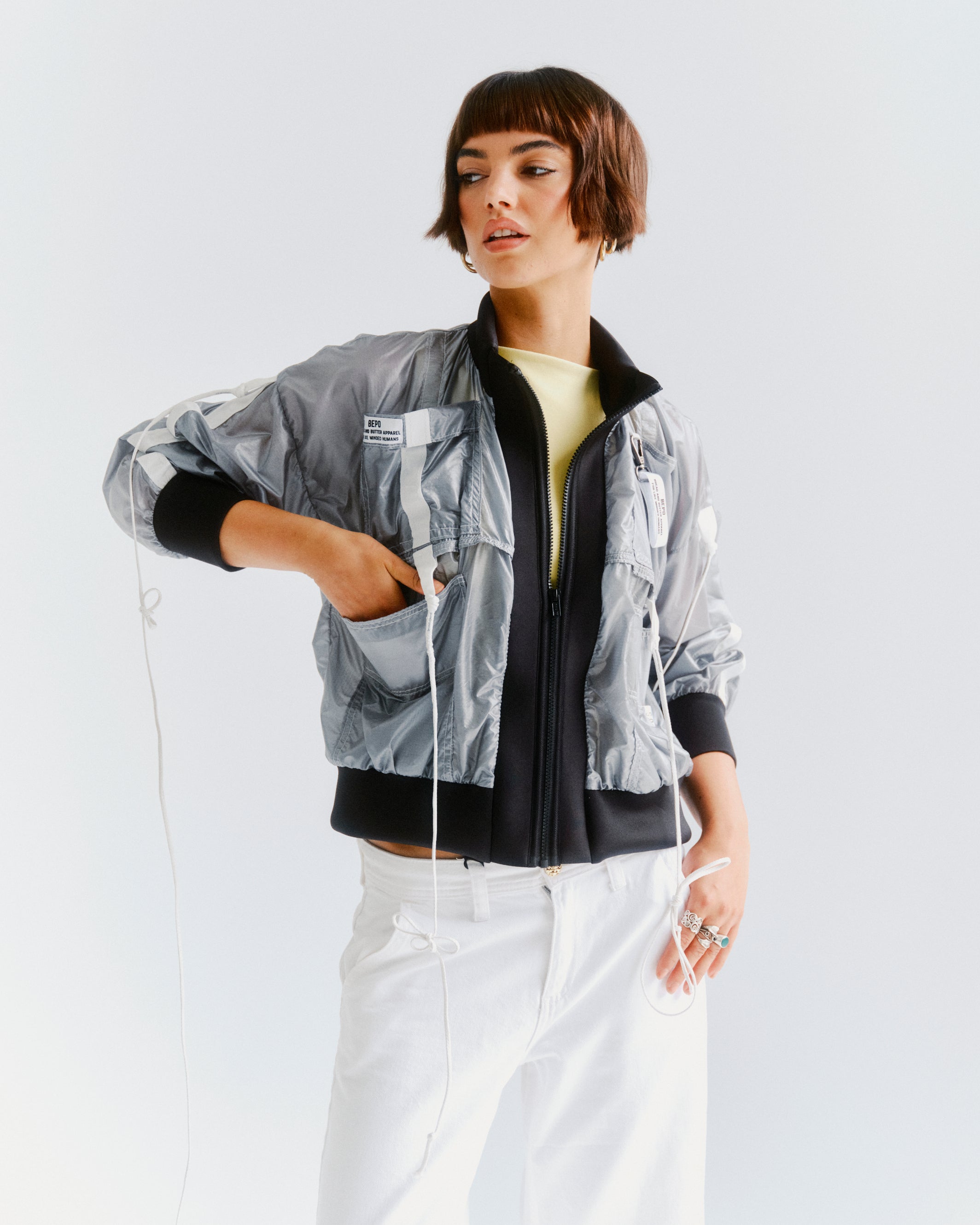 silver parachute bomber