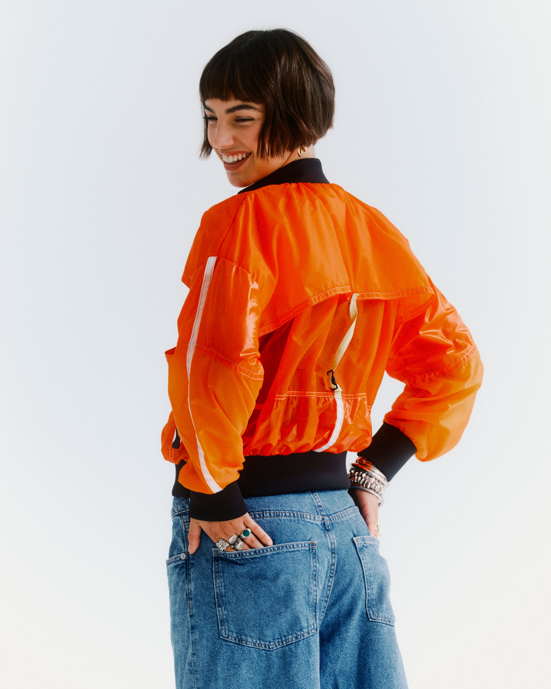 Orange parachute bomber