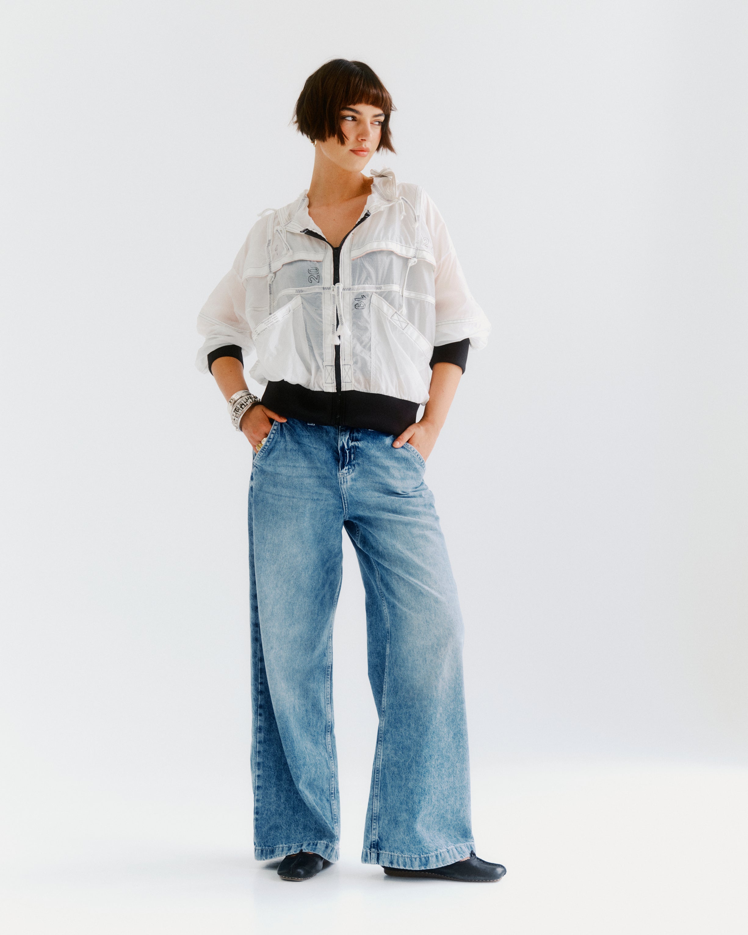 White parachute jacket