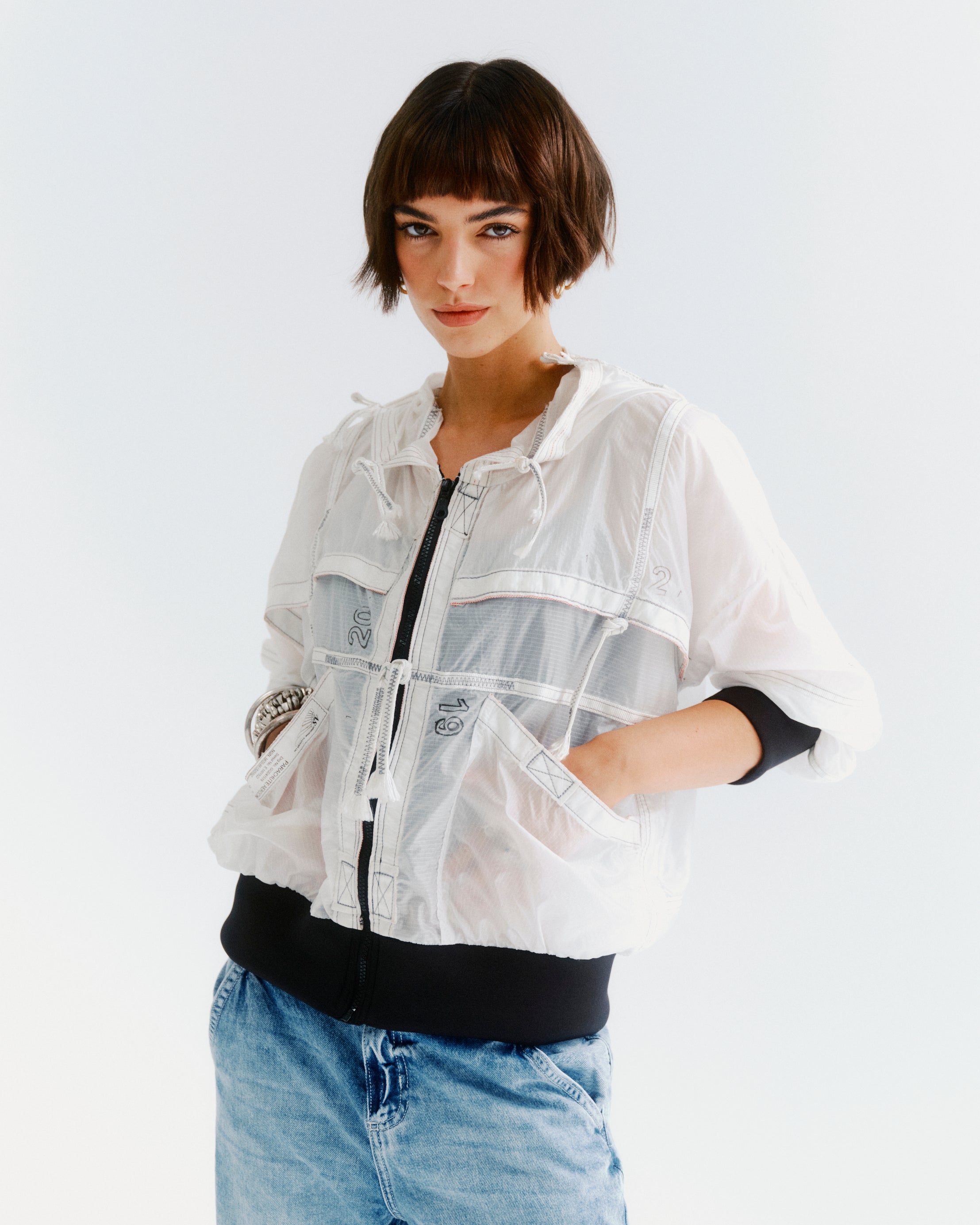 White parachute jacket