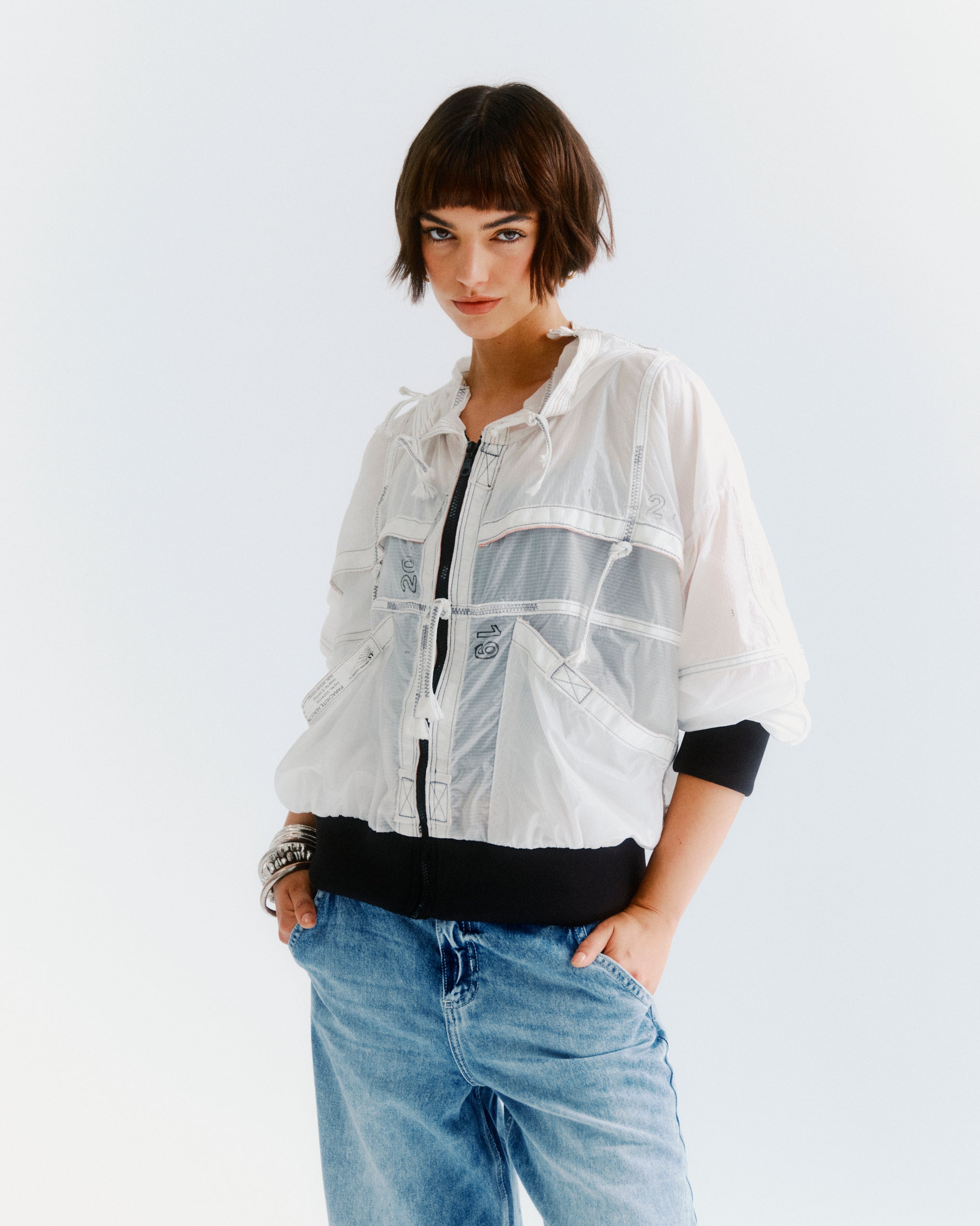 White parachute jacket