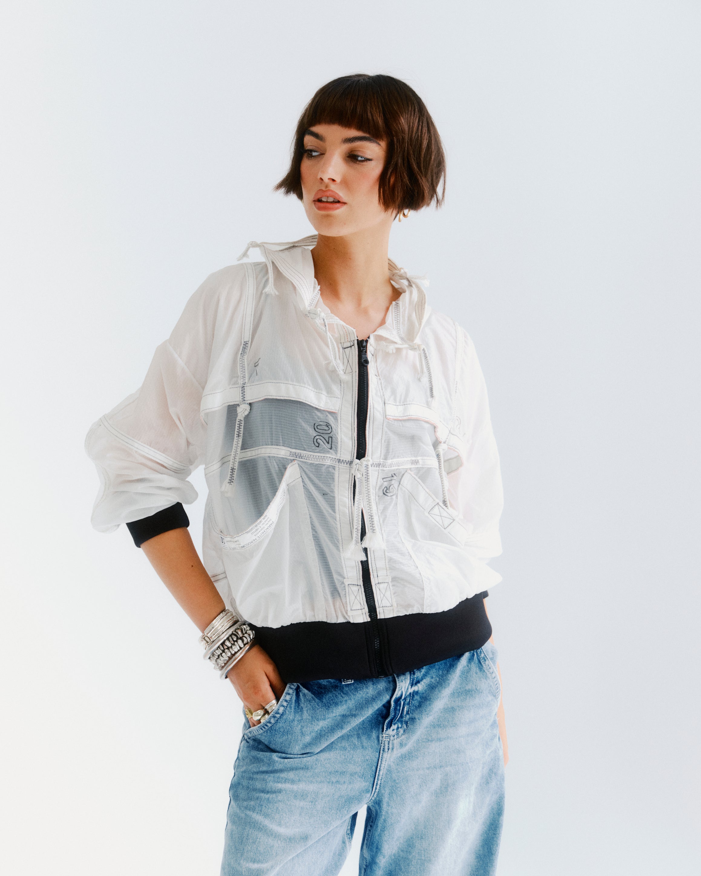 White parachute jacket
