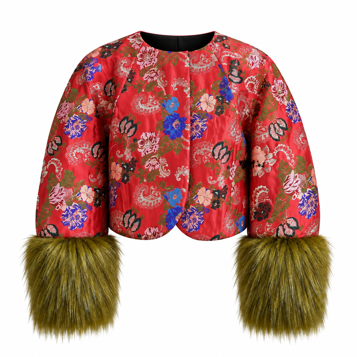 coral green brocade