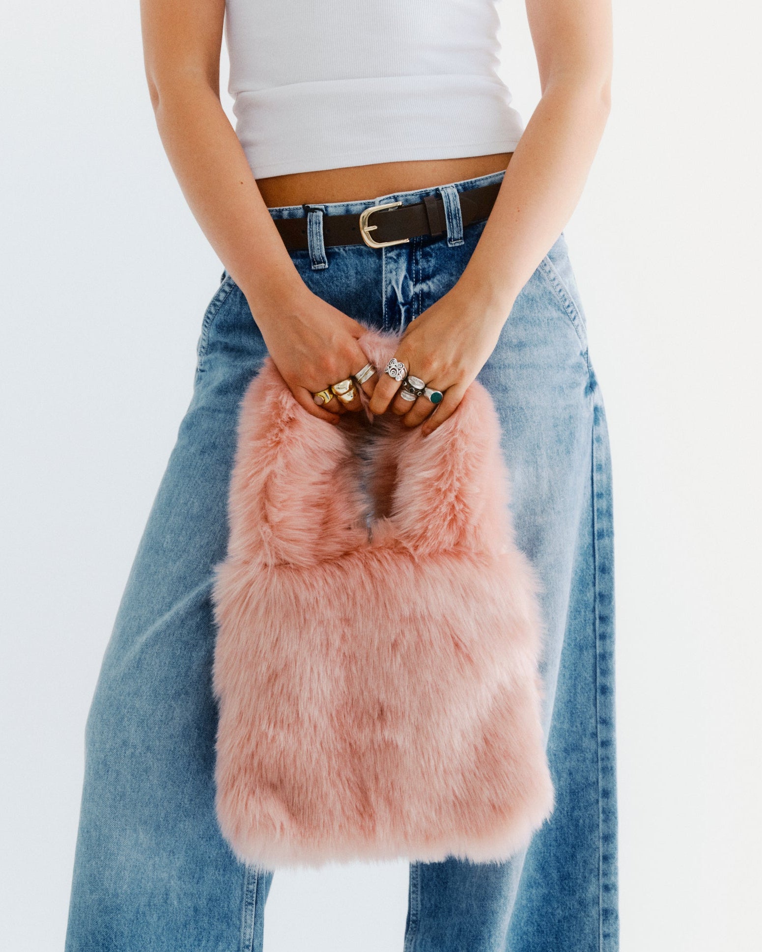 Pink faux fur bag