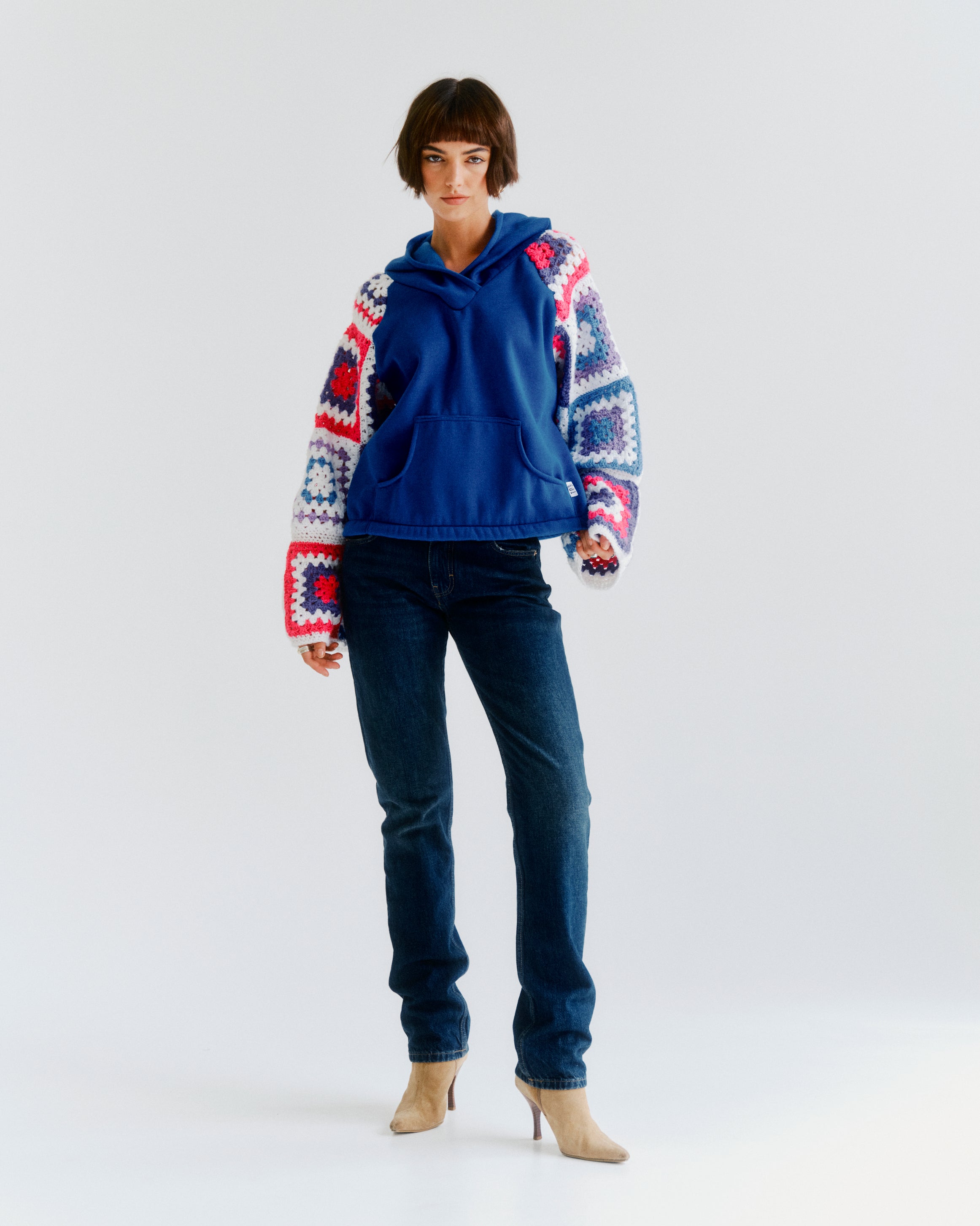 blue hoodie