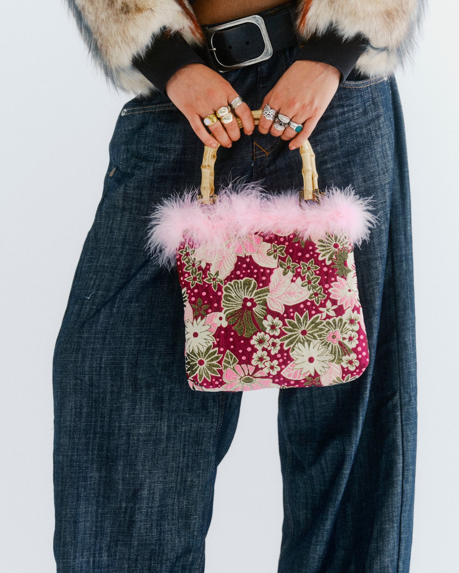 Brocade Feather Bag