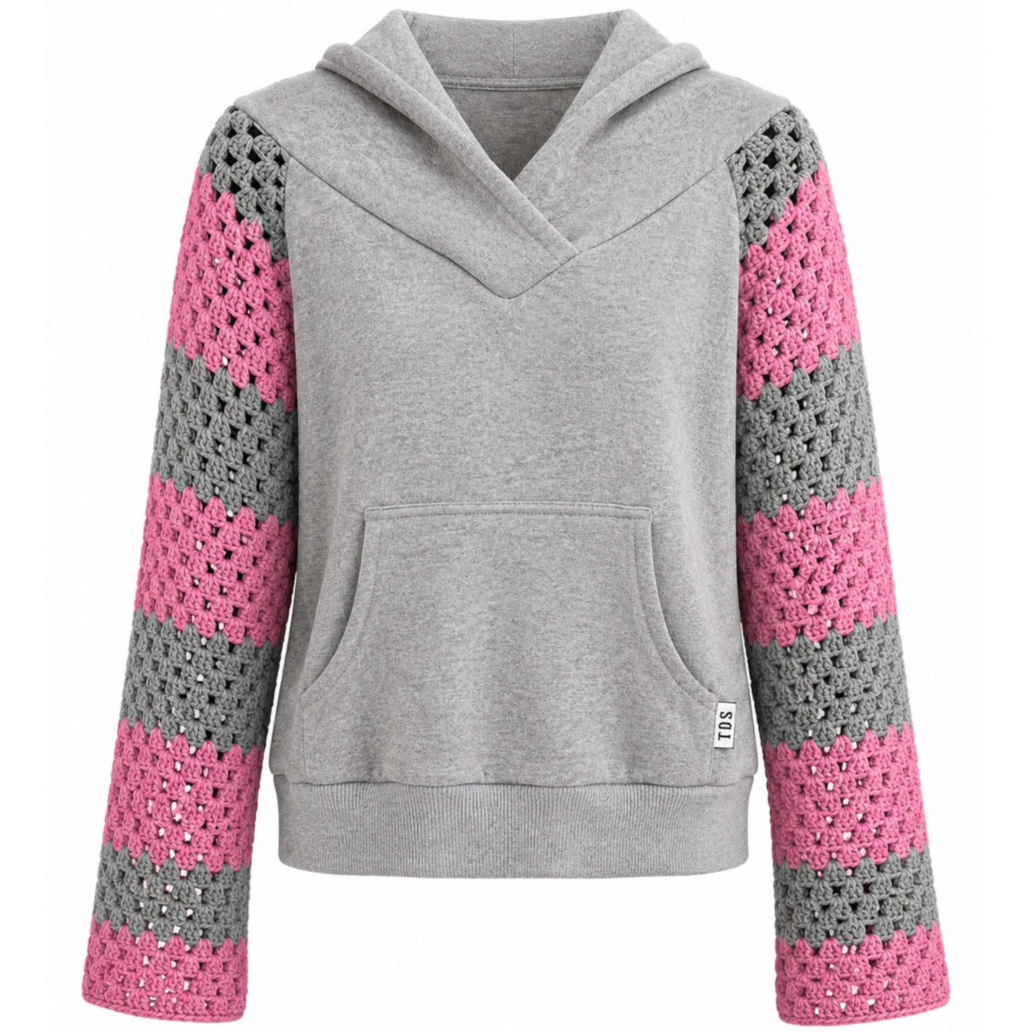 pink crochet hoodie