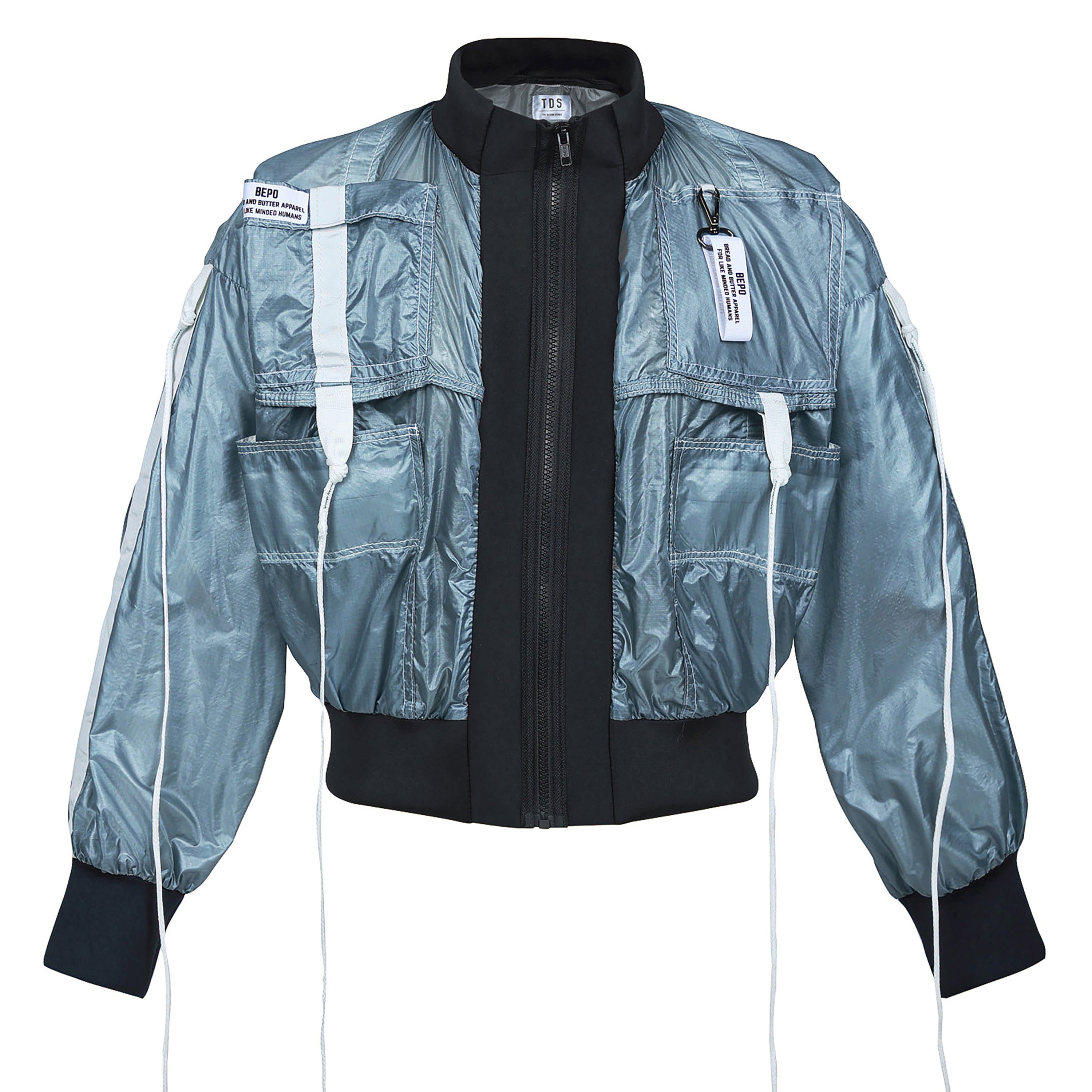 silver parachute bomber