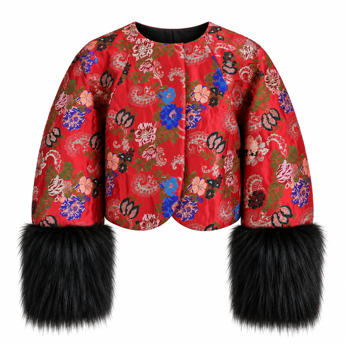 coral black brocade